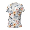 thumbnail image 3 of Wukai Lilies Flowers Casual V-Neck Graphic Tees for Women: Lightweight and Breathable Summer Tops with Stylish Design-Large, 3 of 8