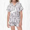 thumbnail image 2 of Ensemble de Pyjama pour Filles à Manches Courtes Imprimé DIY avec Col à Revers et Shorts, Boutons Mignons, Respirant, Vêtements de Maison, 2 of 6