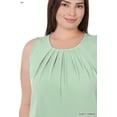 thumbnail image 3 of Zenana Women & Plus Slim Fit Round Neck Sleeveless Front Neck Pleated Blouse Tops w/Keyhole Back, 3 of 5