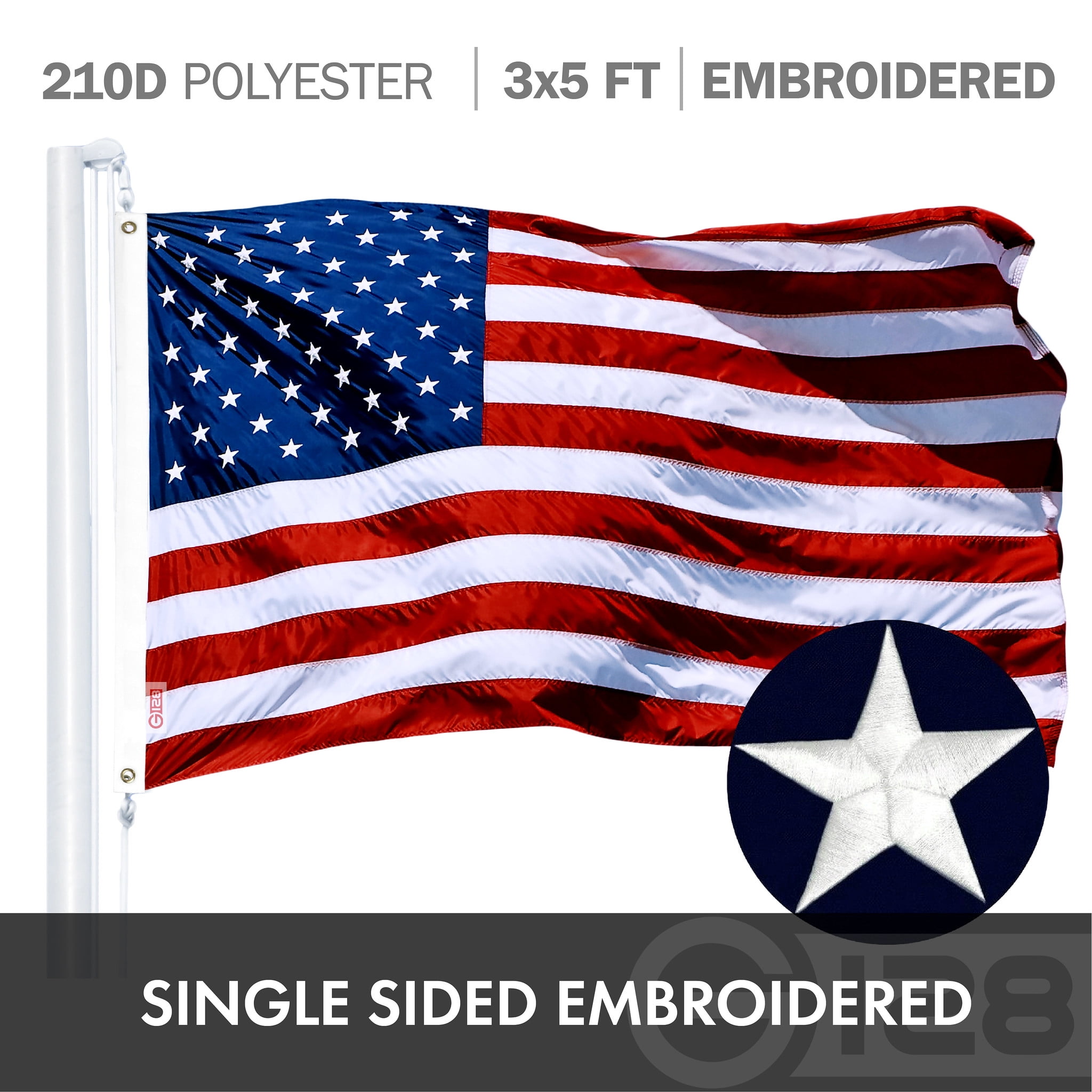 G128 Wholesale Lot: 3x5 ft USA Embroidered Flag & 3x5 ft US Army Double-Sided Embroidered Flag
