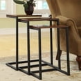 thumbnail image 2 of Contemporary Home Living Set of 3 Chestnut Brown and Black Nesting Tables with Mango Wood Top 23.5", 2 of 2