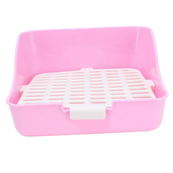 Caja de arena para conejos para mascotas, inodoro, ropa de cama para interiores, caja para orinal, orinal de entrenamiento de esquina Rosa 11x11x8in Zulema Inodoro con bandeja de arena