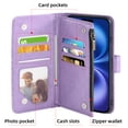 thumbnail image 4 of Compatible with iPhone 16 6.1 inch Wallet Phone Case and Tempered Glass Screen Protector Flower Faux Leather Flip Credit Card Holder Stand Zipper Cell Cover for i Phone16 i16 16Case Women Purple, 4 of 8