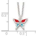 thumbnail image 2 of Primal Silver Sterling Silver Polished and Enameled Cubic Zirconia Butterfly 14 Inch Necklace, 2 of 4