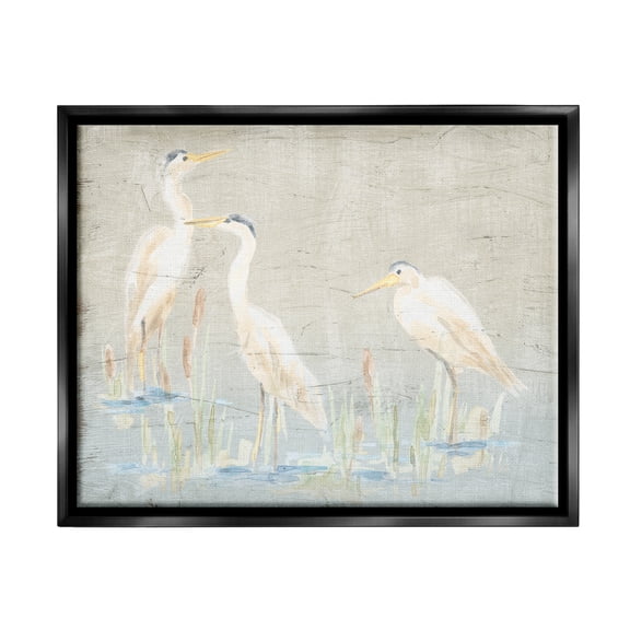 Stupell Industries Rustic Nautical Herons Animals & Insects Painting Black Floater Framed Canvas Art Print Wall Art, 21 x 17