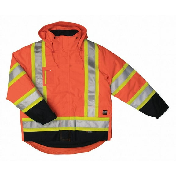 Tough Duck Hi-Vis Parka,5-in-1,Fluorescent Org,XLT  S42641