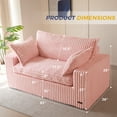 thumbnail image 3 of BYBYME Boneless Couch Sofa,Thick Corduroy Loveseat Bean Bag Chair Upholstered 2 Steater Sofa Couch with Deep Seating,Sofa in a Box or Bedroom Office Apartment,No Assembly,Pink, 3 of 9