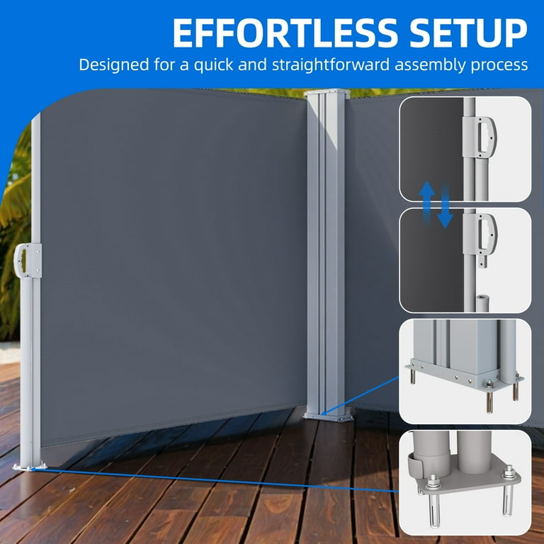 Double Side Retractable Awning 236''X 78'', UV-Resistant Outdoor