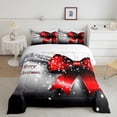 thumbnail image 2 of jejeloiu Red Bowtie Bowknot Merry Christmas Happy New Year Full Comforter Set,Reversible Lightweight Kids Bedding,3 Pieces, 2 of 8