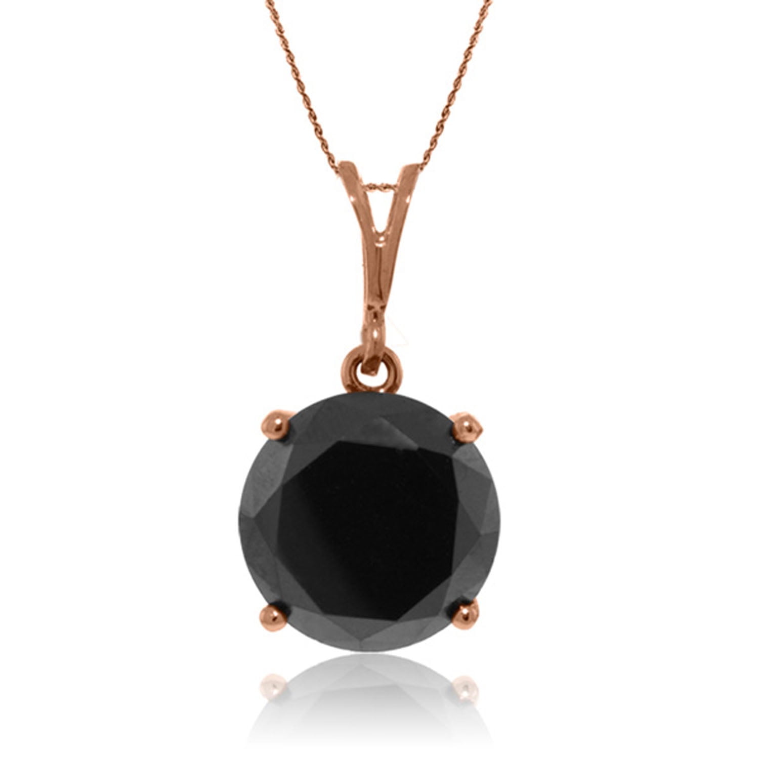 Galaxy Gold 14K Solid Gold 3.50 Carat Natural Black Diamond Pendant Necklace for Women - Rose Gold Fine Jewelry