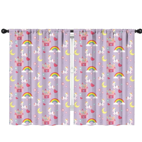 Funny Window Curtains for Kids Room - 42Wx63H Inch 2 Panels, Rod Pocket Colorful Cartoon Horse Patterns for Girls Bedroom Decor Preschool Classroom Curtains Playroom Living Room Window Drapes