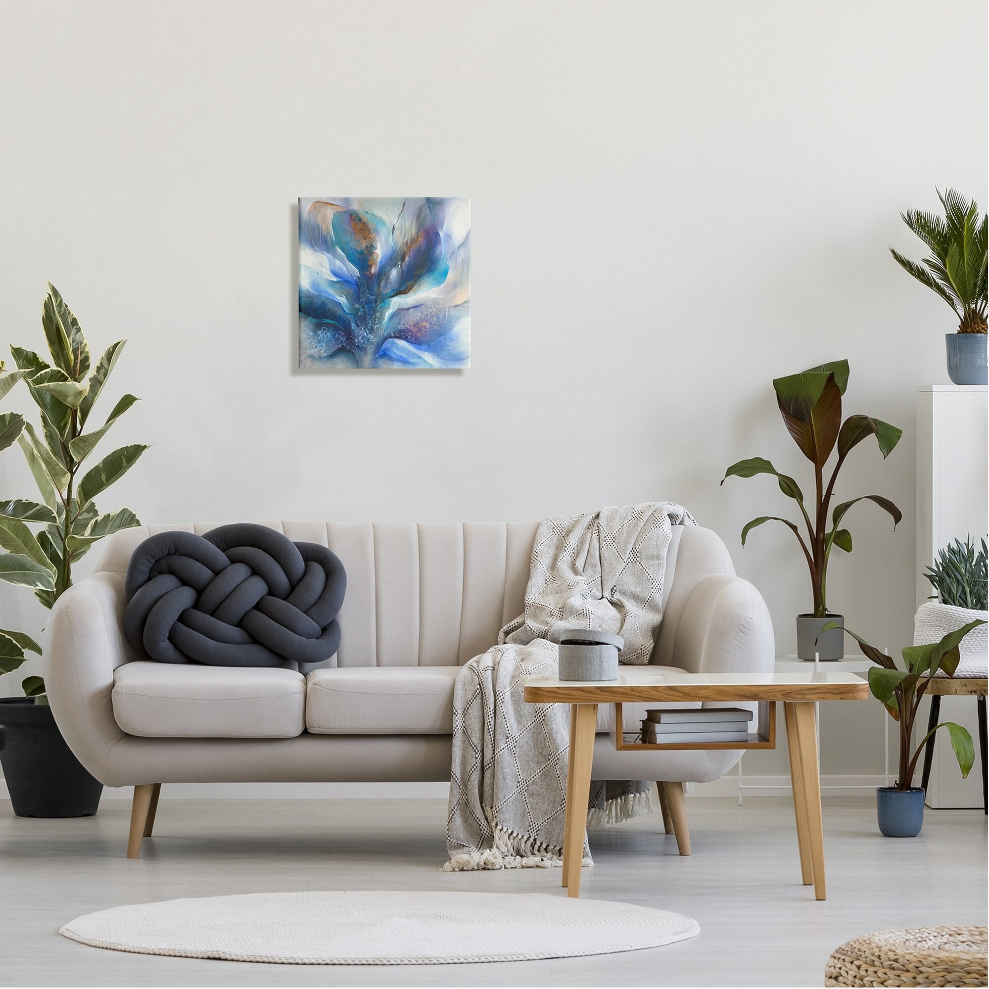 Stupell Industries Abstract Blue Petals Fluid Modern Botanical Design Graphic Art Gallery Wrapped Canvas Print Wall Art, Design by K. Nari