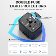 European Travel Plug Adapter, OGEDNAC International Plug Adapter with Type C, All-in-one Universal Power Adapter Plug for USA EU UK AUS, Black