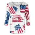 thumbnail image 4 of Cavosen American Flag T Shirts Women Petite Red White and Blue 3/4 Sleeve Crewneck T Shirts USA Star Striped Graphic Tops Lady XL Patriotic Casual T Shirts Independence Day Tunic Tees, 4 of 5