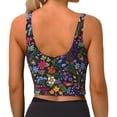 thumbnail image 4 of Goofa Flowers And Birds Printed Sports Bras for Women, High Impact Running Bra Workout Crop Tank Tops Longline Sports Bra Push up-X-Large, 4 of 9