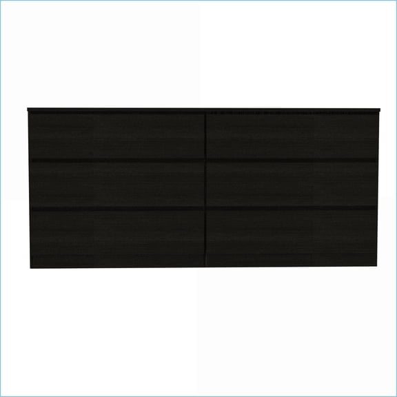 Dresser, 60.4” Wide 6-Drawer Double Tronx | Modern Black | Particle Board