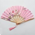thumbnail image 2 of CSChome Performance Hand Fan Performance Hand Japanese Style Tassel Vintage Stage Performance Flower Print Party Dance Folding Party Favors, 2 of 7