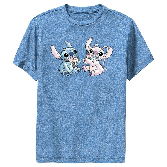 Boy's Lilo & Stitch Ice Cream Couple Performance Graphic Tee Royal Blue Heather Small
