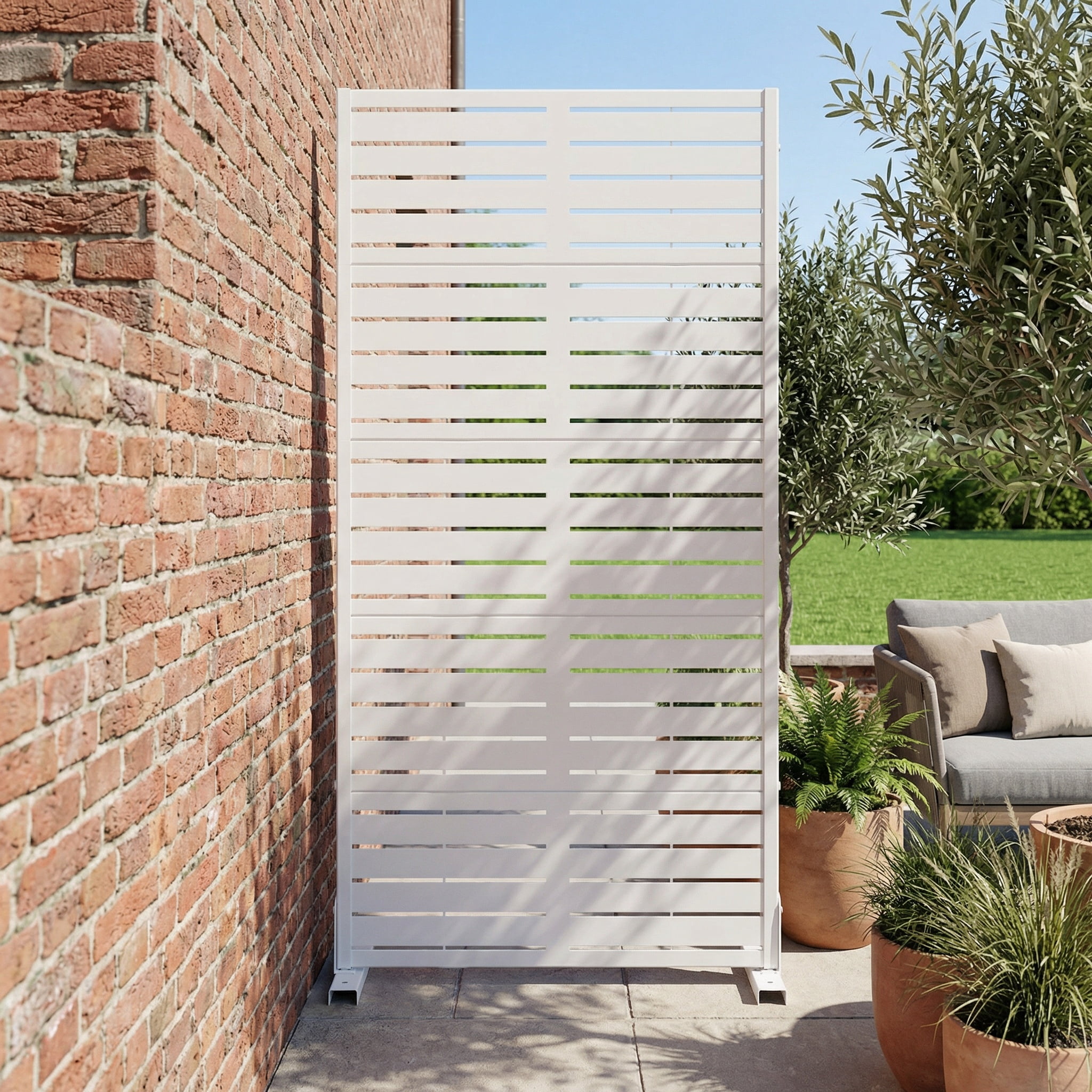 Privacy Metal Screen Fence Panel Horizontal Stripe Pattern