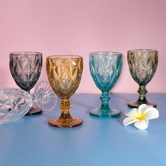 4Pcs 330ml Imitation Glass Cup Belle Barre Rétro Américaine pour Animaux de Compagnie Gobelet en Forme de Diamant pour Fête
