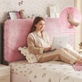thumbnail image 2 of Patbrela Princess Headboard Full Size, Upholstered Plush Headboard, 42.1" to 46.1" Adjustable Height, Pink, 2 of 10