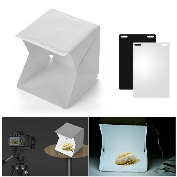 Portable DIY LED Studio Light Box 6000K Mini Foldable Photography Tent with  Black White Backgrounds USB Power Supply for Jewellery Watch Small Products  Still Life Photography 