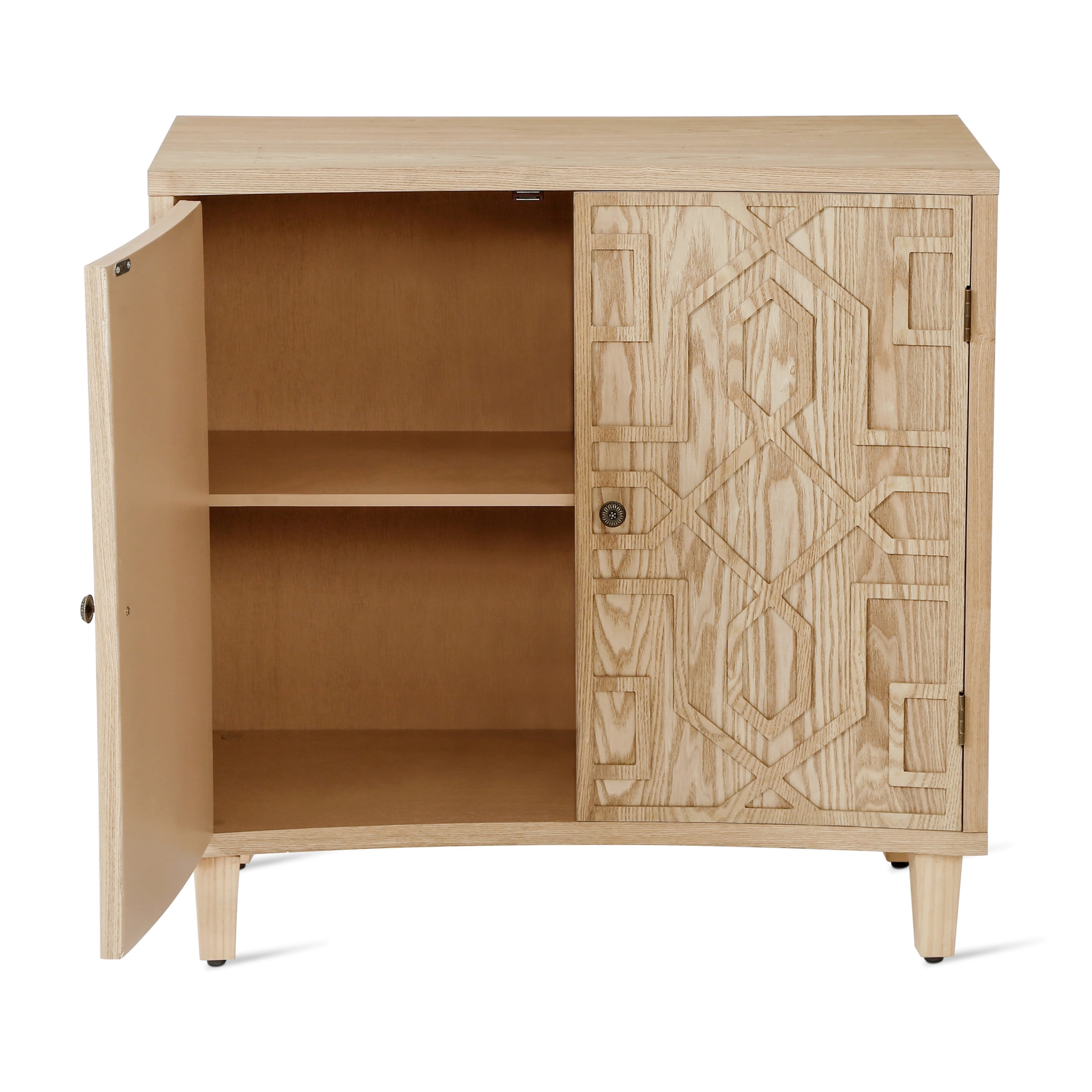 Christopher Knight Home Modern Moroccan Accent Cabinet, Geometric Wood Doors, Copper Knob, Adjustable Shelves, Natural