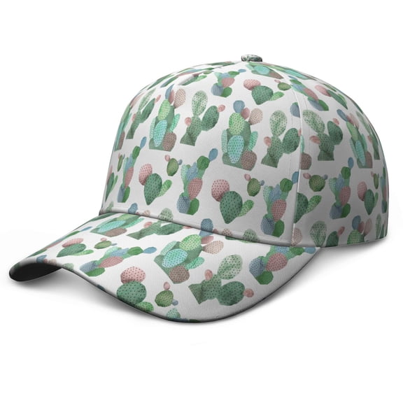 Watercolor Cactus Baseball Cap, Classic Adjustable Dad Hat with Quick-Drying and Sweat Absorption, Retro Desert Succulent Pattern Performance Hat for Casual Use