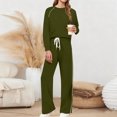 thumbnail image 2 of VBVC Women's 2 Piece Side Stripes Set,Ladies Crew Neck Top and Sweatpants,Lightweight Matching Outfit For Women,Army Green,Size M, 2 of 7