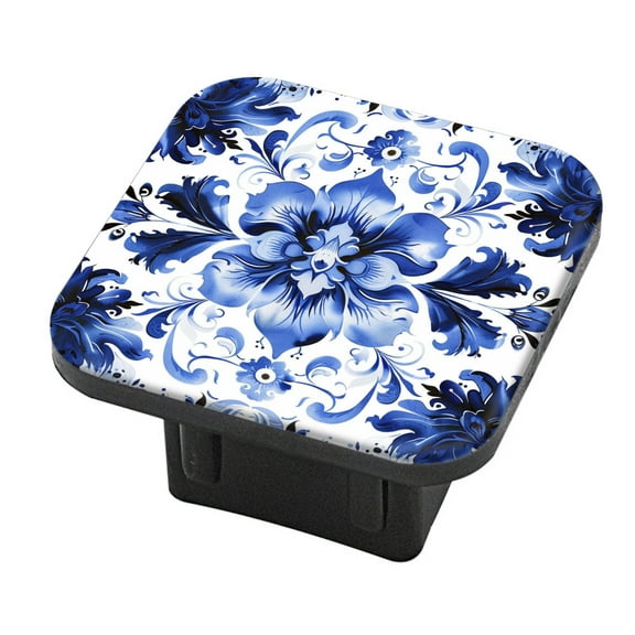 Hitch Cover Fits For 2-Inch Hitch,Elegant Blue And White Floral Patternrubber Trailer Hitch Cover Tube Plug Insert,Car Exterior Accessories, Receiver Tube Hitch Plug