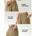 thumbnail image 4 of Women'S Linen Shorts Casual Summer Shorts High Waisted Comfy Pull on Shorts with Pockets Khaki XL, 4 of 7