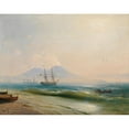 thumbnail image 2 of Ivan Konstantinovich Aivazovsky 18x15 Black Ornate Wood Framed Double Matted Museum Art Print Titled - View Of&nbsp; Mount Vesuvius (1878), 2 of 5