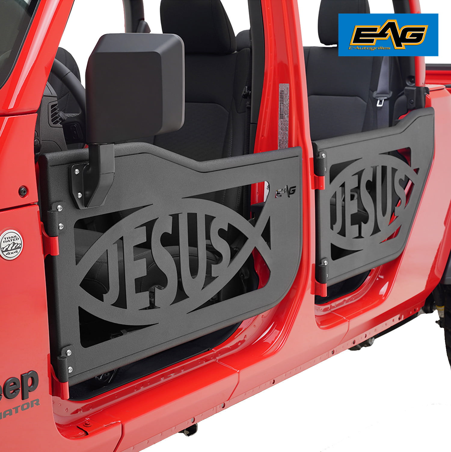 Tidal Steel 4 Tube Door Jesus Fish with Mirror Set Fit for 2020 Jeep Gladiator JT 