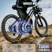 Electric Bike for Adults – 26 Commuter/Mountain Ebike with 750W Peak Motor, 25MPH, 40+ Miles, 576Wh Removable Battery, 7-Speed, UL2849