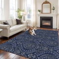 thumbnail image 3 of Navy Blue Large Area Rugs for Bedroom Living Room, Soft Non Slip Carpet Bedside Rug, Boho Vintage Ethnic Tribe Abstract Art Rectangular Floor Cover Kitchen Accent Rug 5'x8' for Dining Room/Office, 3 of 9