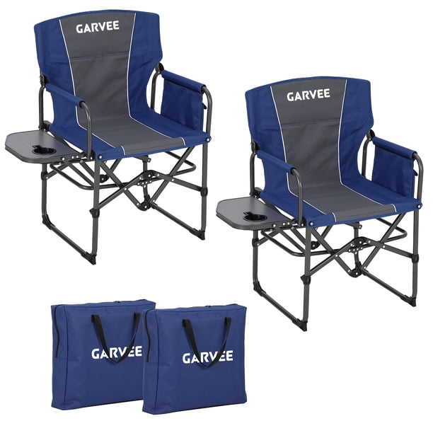 Yeshouse Silla de camping plegable para adultos, portátil y resistente, con mesa auxiliar, bolsillo lateral y portavasos, ideal para RV, playa, jardín, terraza o patio