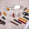 thumbnail image 7 of 20 PCS PU Leather Cord Organizer, Multicolor Leather Cable Ties Portable Snap Cable Strap Charging Cables Cords Organizer Reusable Cord Keepers Multipurpose Winder for Men Women (5 Colors), 7 of 7