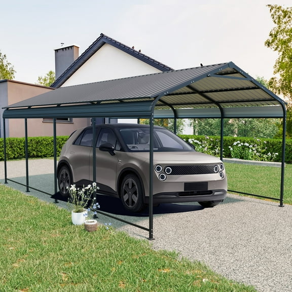 Olurrisa 12 X 21 FT Carport, Heavy Duty Carport with Galvanized Steel Roof and Frame, Metal Carport Large Garage for Driveway Car, Truck