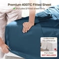 thumbnail image 3 of California Design Den Twin XL Fitted Sheet Only, Soft 400 Thread Count 100% Cotton Sateen, Deep Pocket, All-Around Elastic, Side Indicators - Peacock Blue, 3 of 9