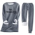 thumbnail image 1 of Gibobby Conjunto de sudadera informal para mujer informal de terciopelo para mujer, sudadera de manga larga con estampado de letras, pantalones con bolsillo, (Gris,M), 1 of 4
