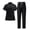 CU21-Black, variant on Scrubs For Women Set-Zipper Collar Top & Drawstring Straight Pants Scrubs Set Medical Nursing Uniforms Wine L