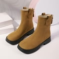 thumbnail image 6 of Women's Boots Low Chunky Heel Round Toe Ankle Short Boots Zip-up Fashion Casual Versatile Warm Fall Winter Shoes for Women Brown 5.5, 6 of 10