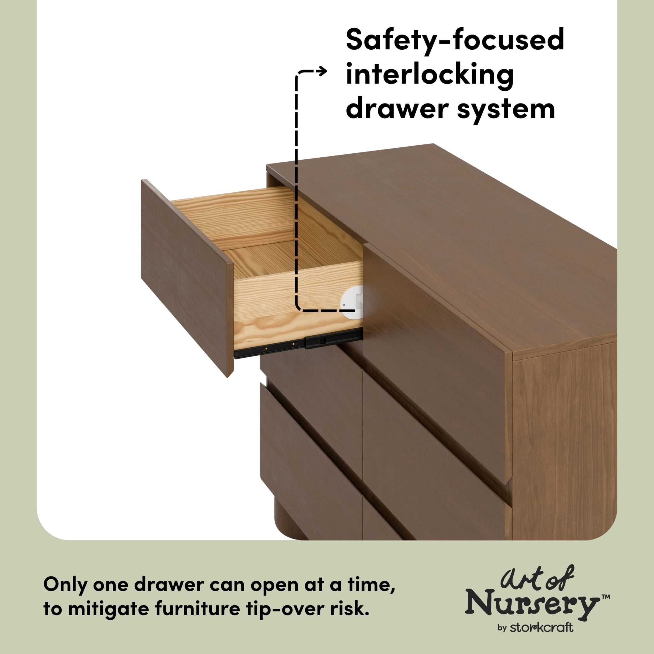 Art of Nursery by Storkcraft Sorrento 6 Drawer Dresser - Hazelnut