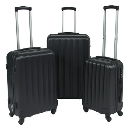 3 Piece Travel Luggage Set Bag ABS Hardshell Spinner Trolley Suitcase W/ TSA Lock-