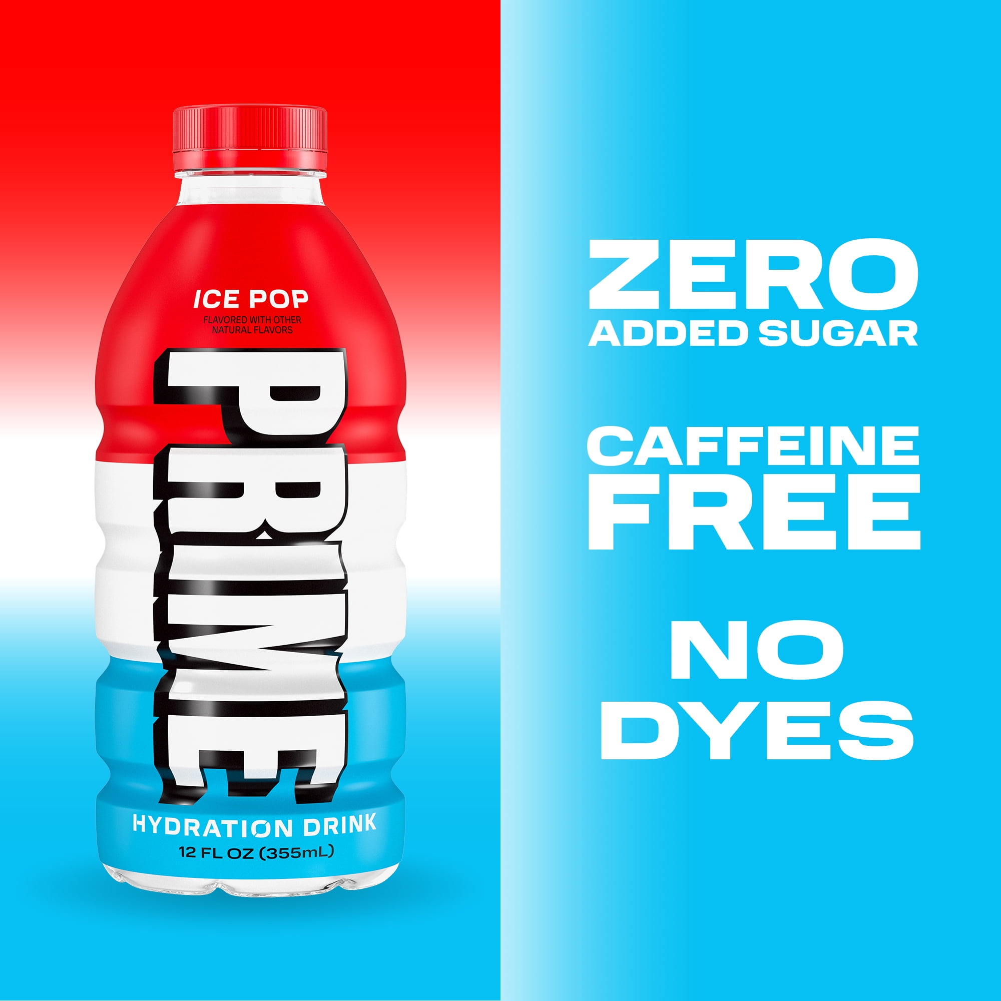Prime Hydration Sports Drink, Ice Pop, Cherry Freeze, Berry Freeze, 12 fl oz, 15 Pack, Bottles