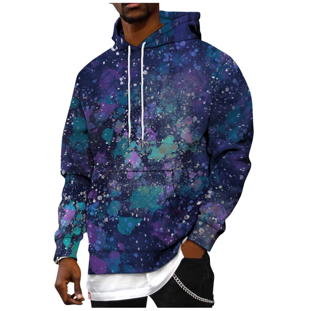 Men's Loose Printed Hooded Sweatshirt Men's Casual Fashion Sports SweatshirtM