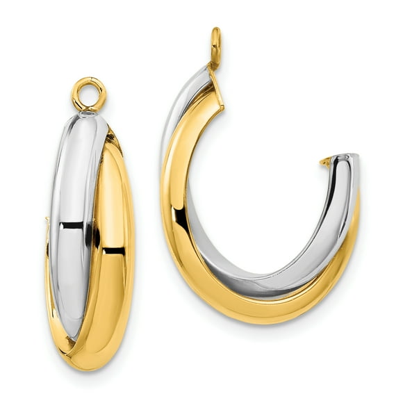 14k Two-tone Polished Double J-Hoop Earring Jackets XY660