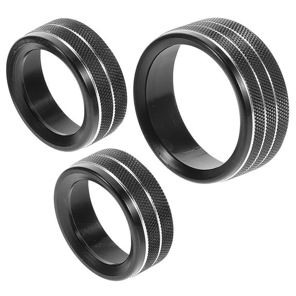 WASHWEPE Car Air Conditioning Knob Trim Black Aluminum 3pcs