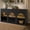 Black, variant on Toogaho 63" Console Table,Arch Style Wooden Entryway Table with 3 Drawers and Storage Shelves,Farmhouse Sofa Table with Charging Station & LED Light,Black