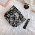 thumbnail image 2 of Women Stripe Canvas Makeup Bag Cosmetic Pouch Make Up Travel Purse Organizer, Cute Black Zebra, 2 of 4